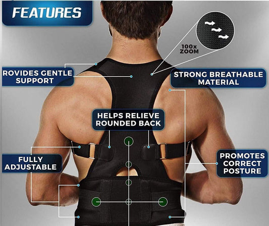 Adjustable posture corrector for back and shoulder support